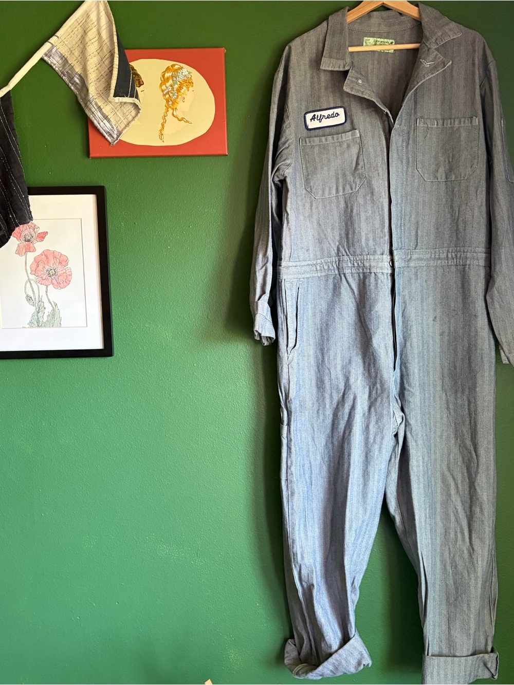 Vintage Aramark 100% cotton herringbone coverall jumpsuit size 46R